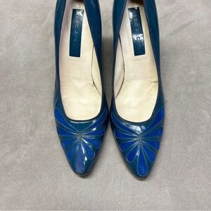 Salvatore Ferragamo Teal and Navy Women's Heels